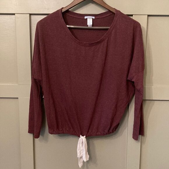 EBERJEY Heather Slouchy Lounge Tee Burgundy Size Small - Picture 6 of 8